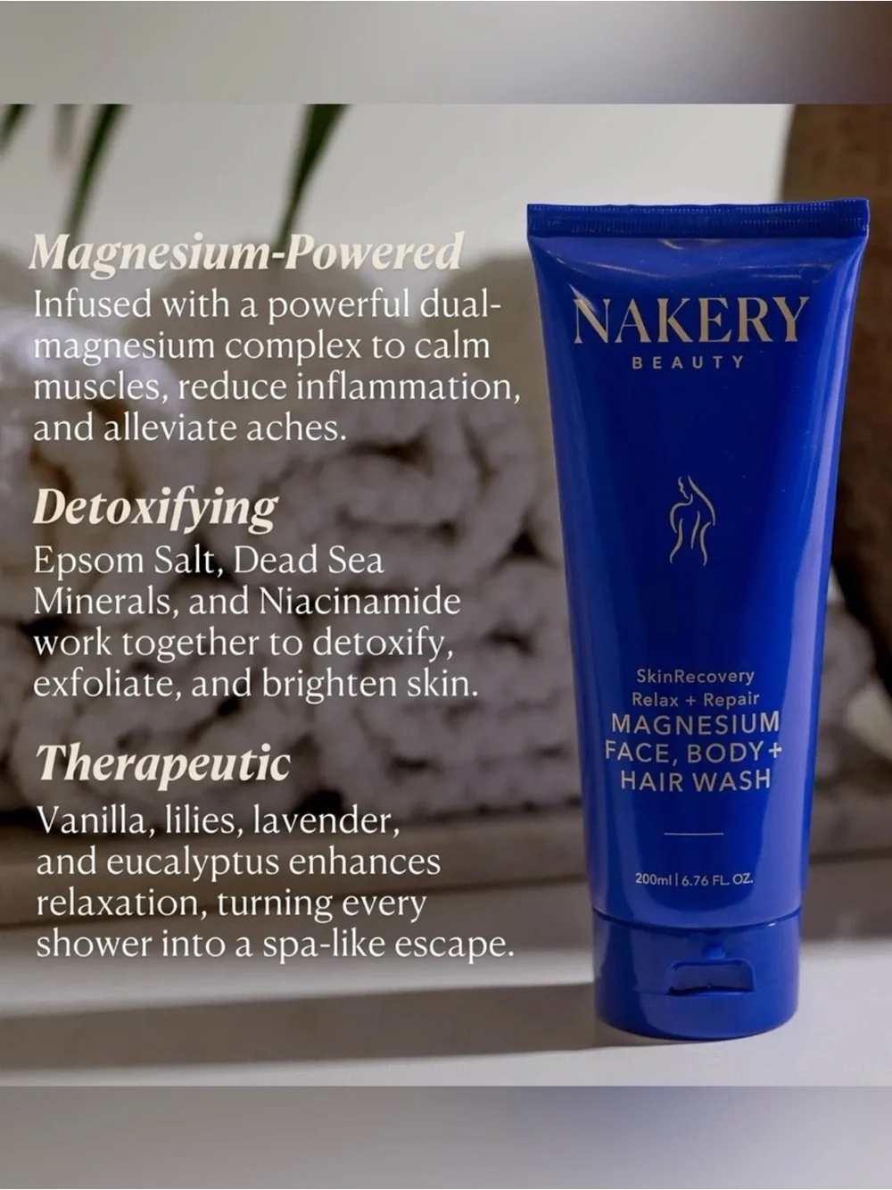 Nakery Beauty Set Magnesium Face, Body & Hair Wash + SkinFirm Serum NEW
